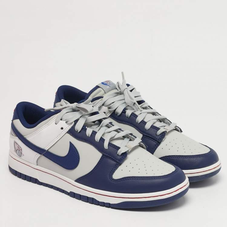 Pre Owned Nike Dunk EMB NBA 75th Anniversary Brooklyn Nets Size 45 Multicolor Leather Low Top Sneakers