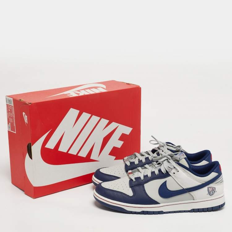 Pre Owned Nike Dunk EMB NBA 75th Anniversary Brooklyn Nets Size 45 Multicolor Leather Low Top Sneakers