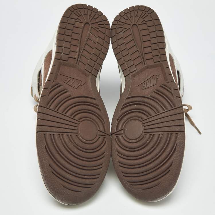 Pre Owned Nike Dunk Light Chocolate Size 45.5 Multicolor Leather and Suede High Top Sneakers