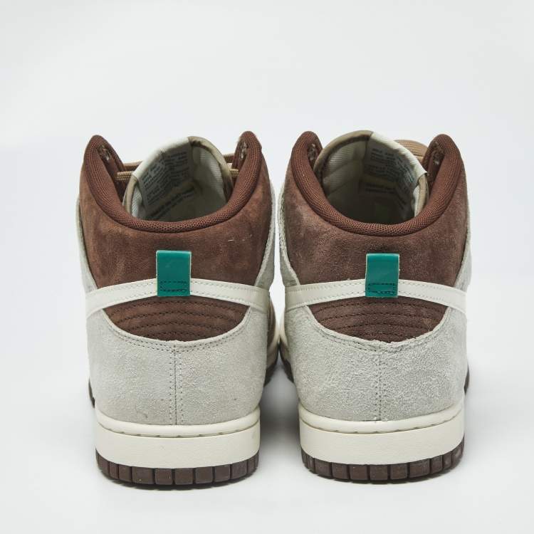 Pre Owned Nike Dunk Light Chocolate Size 45.5 Multicolor Leather and Suede High Top Sneakers