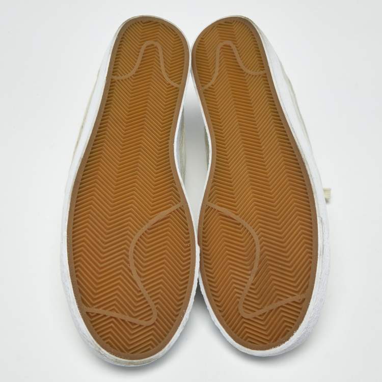 Pre Owned Nike SB Blazer Medicom Toy Size 45.5 Cream Calf Hair Low Top Sneakers