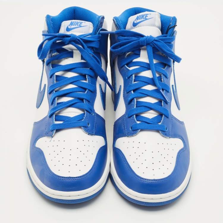Pre Owned Nike Dunk Game Royal Size 45 Blue/White Leather High Top Sneakers