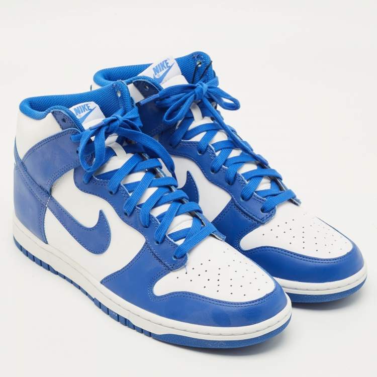 Pre Owned Nike Dunk Game Royal Size 45 Blue/White Leather High Top Sneakers