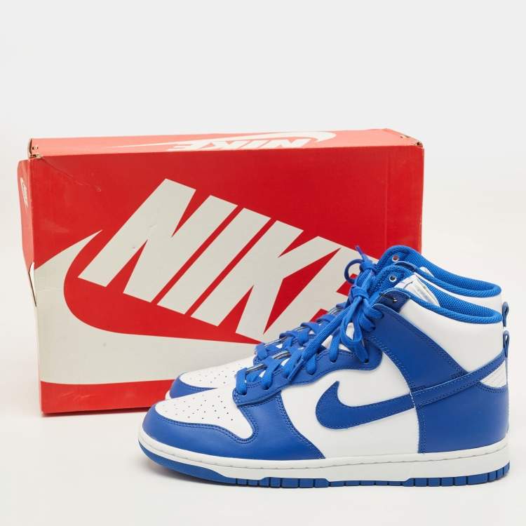 Pre Owned Nike Dunk Game Royal Size 45 Blue/White Leather High Top Sneakers