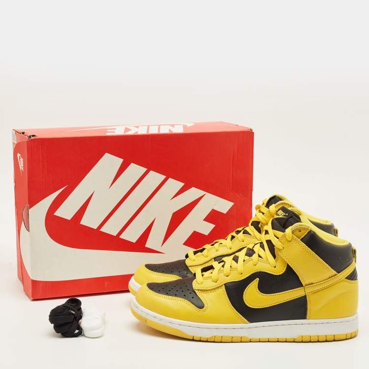 Pre Owned Nike Dunk Iowa Size 45.5 Yellow/Black Leather High Top Sneakers