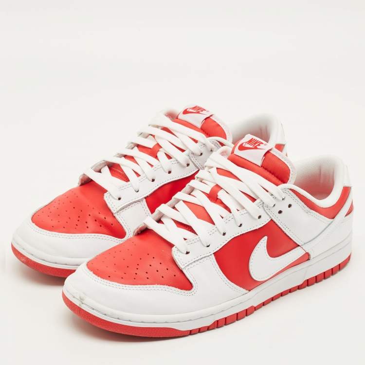 Pre Owned Nike Dunk Championship Red Size 45 White/Red Leather Low Top Sneakers