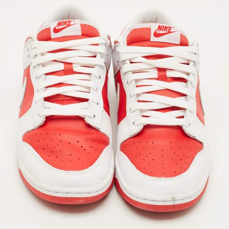 Pre Owned Nike Dunk Championship Red Size 45 White/Red Leather Low Top Sneakers