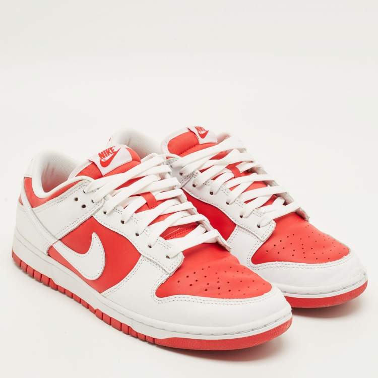 Pre Owned Nike Dunk Championship Red Size 45 White/Red Leather Low Top Sneakers