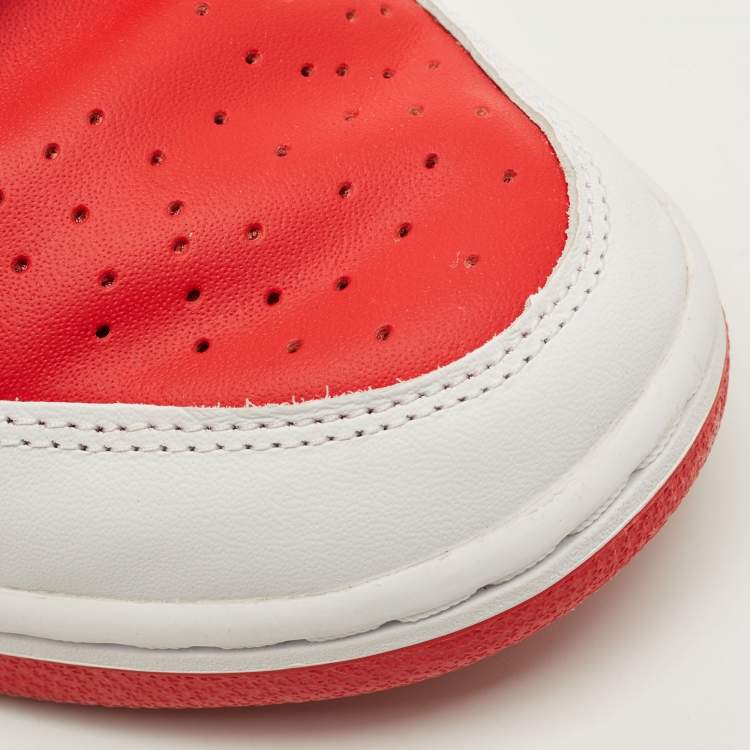 Pre Owned Nike Dunk Championship Red Size 45 White/Red Leather Low Top Sneakers