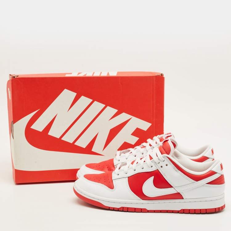 Pre Owned Nike Dunk Championship Red Size 45 White/Red Leather Low Top Sneakers