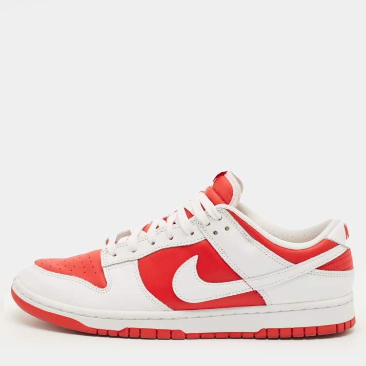 Pre Owned Nike Dunk Championship Red Size 45 White/Red Leather Low Top Sneakers