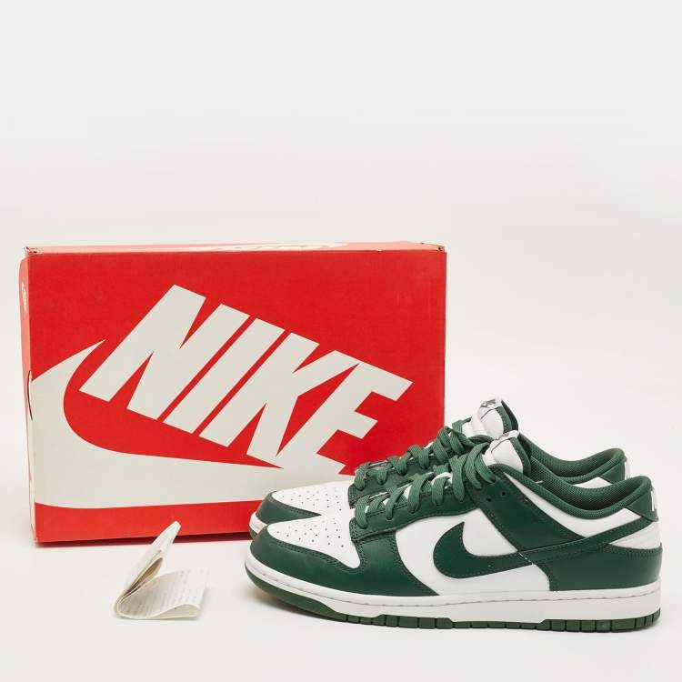 Pre Owned Nike Dunk Michigan State Size 46 Green/White Leather Low Top Sneakers