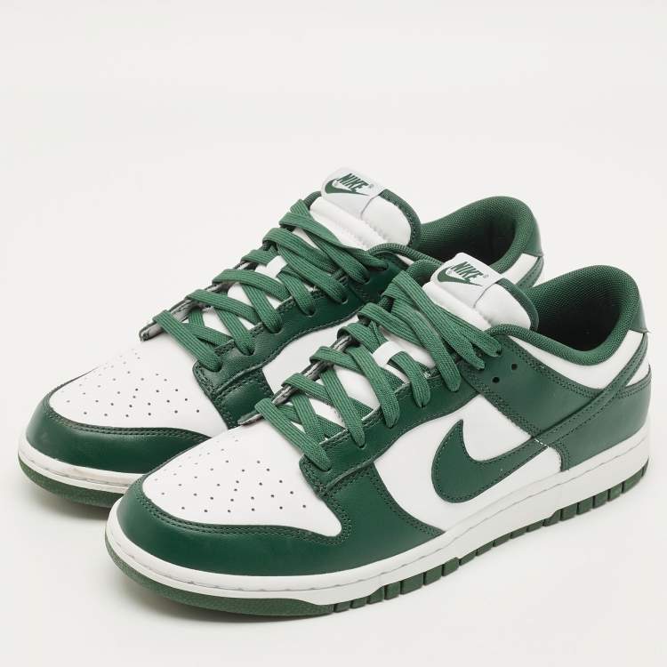 Pre Owned Nike Dunk Michigan State Size 46 Green/White Leather Low Top Sneakers