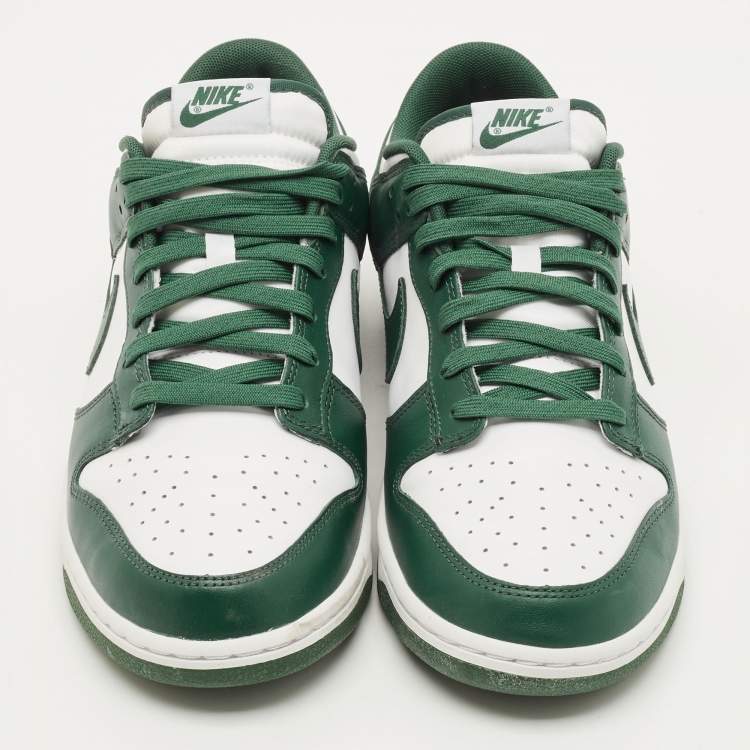 Pre Owned Nike Dunk Michigan State Size 46 Green/White Leather Low Top Sneakers