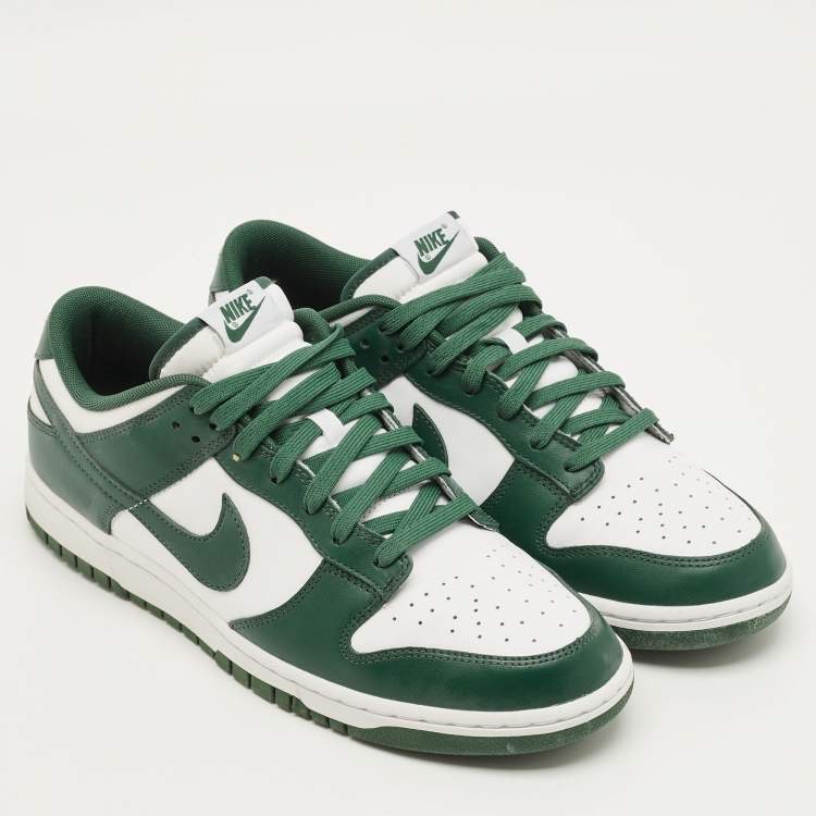 Pre Owned Nike Dunk Michigan State Size 46 Green/White Leather Low Top Sneakers