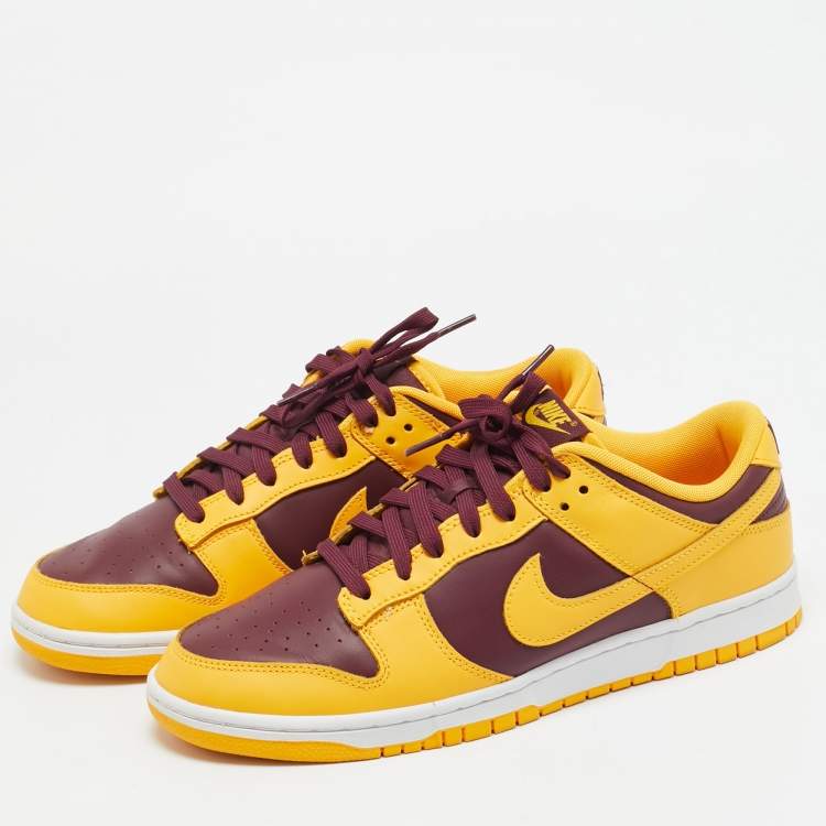 Pre Owned Nike Dunk Arizona State Size 45 Yellow/Burgundy Leather Low Top Sneakers