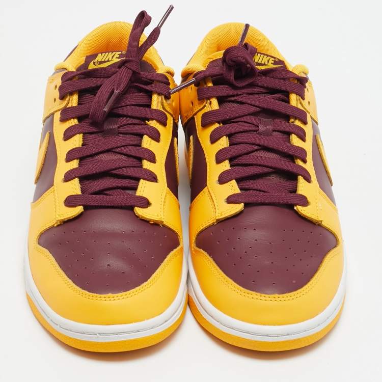 Pre Owned Nike Dunk Arizona State Size 45 Yellow/Burgundy Leather Low Top Sneakers