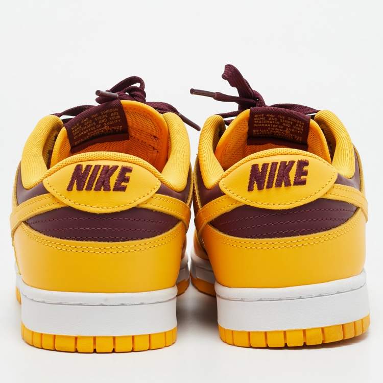 Pre Owned Nike Dunk Arizona State Size 45 Yellow/Burgundy Leather Low Top Sneakers