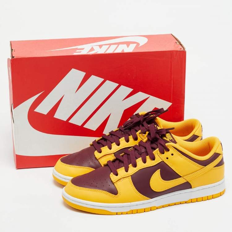 Pre Owned Nike Dunk Arizona State Size 45 Yellow/Burgundy Leather Low Top Sneakers