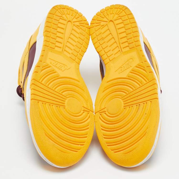 Pre Owned Nike Dunk Arizona State Size 45 Yellow/Burgundy Leather Low Top Sneakers