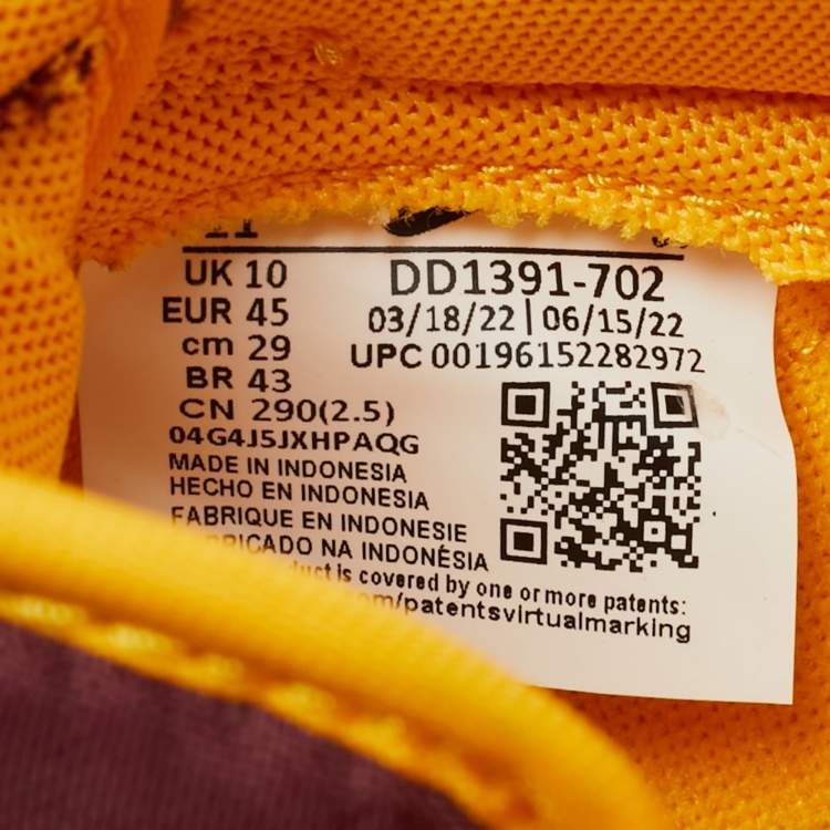 Pre Owned Nike Dunk Arizona State Size 45 Yellow/Burgundy Leather Low Top Sneakers