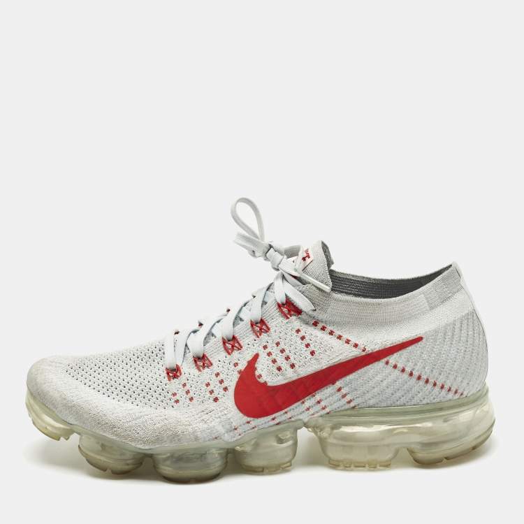Pre Owned Nike Air VaporMax OG Size 44 Grey Knit Fabric Lace Up Sneakers