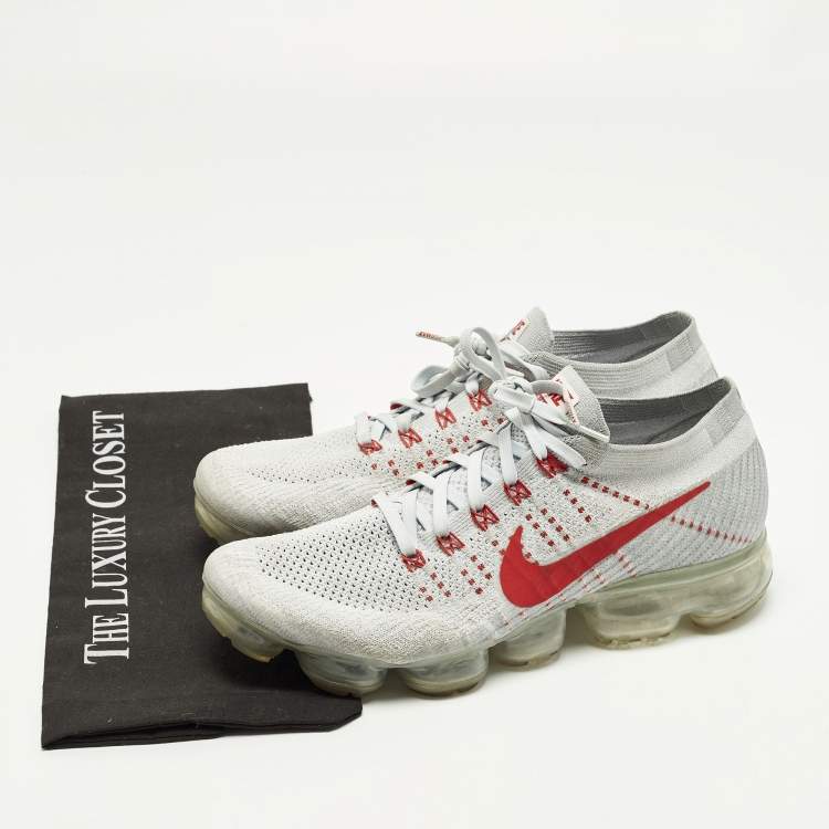 Pre Owned Nike Air VaporMax OG Size 44 Grey Knit Fabric Lace Up Sneakers