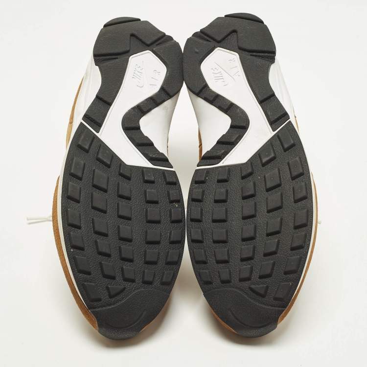 Pre Owned Nike Air Trainer 1 Size 46 Brown/White Knit Fabric and Suede Lace Up Sneakers