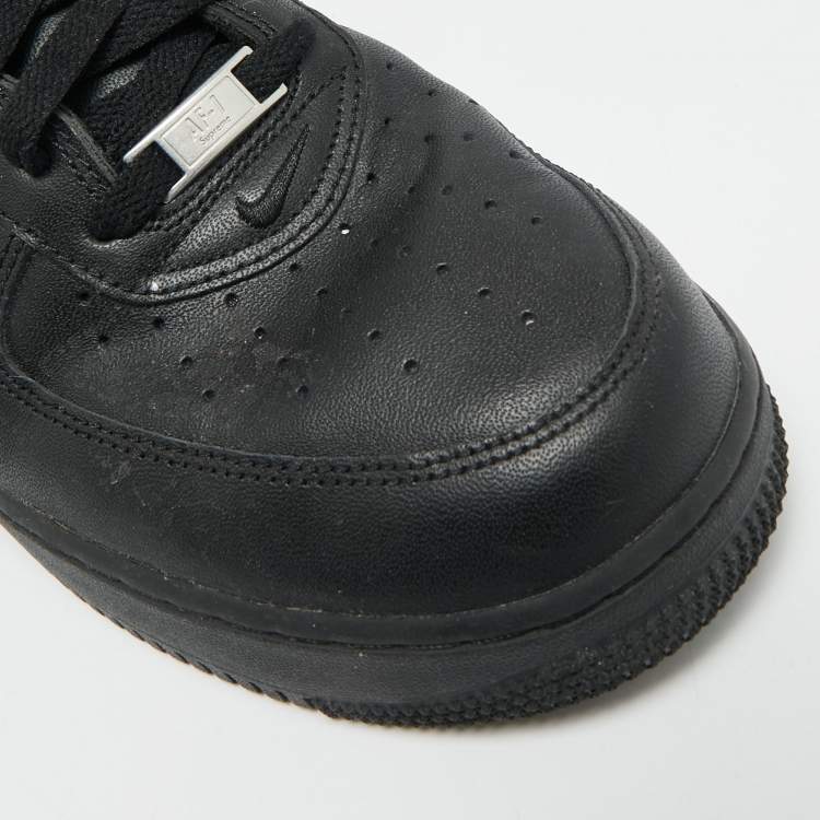 Pre Owned Nike air force 1 low Supreme Size 45.5 Black Leather Lace Up Sneakers
