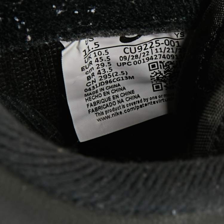 Pre Owned Nike air force 1 low Supreme Size 45.5 Black Leather Lace Up Sneakers