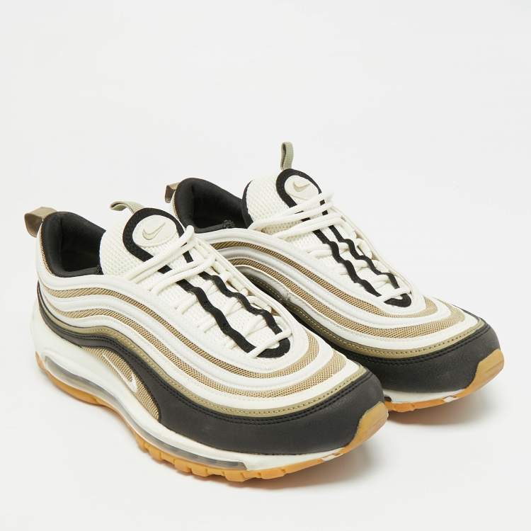 Pre Owned Nike Air Max 97 Size 42.5 Tricolor Leather and Mesh Neutral Olive Gum  Lace Up Sneakers