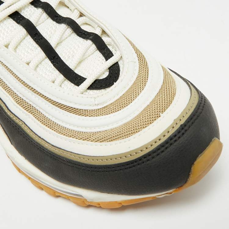 Pre Owned Nike Air Max 97 Size 42.5 Tricolor Leather and Mesh Neutral Olive Gum  Lace Up Sneakers