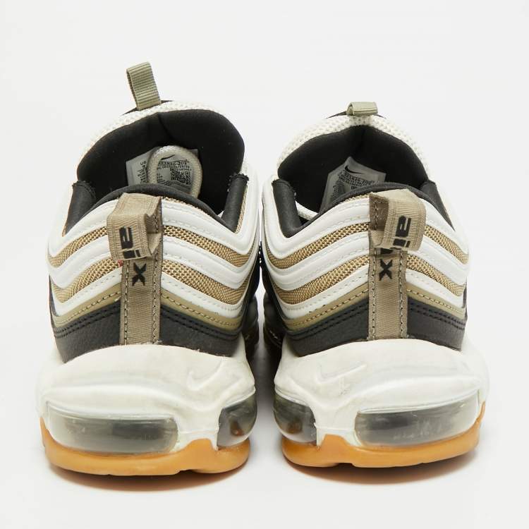 Pre Owned Nike Air Max 97 Size 42.5 Tricolor Leather and Mesh Neutral Olive Gum  Lace Up Sneakers