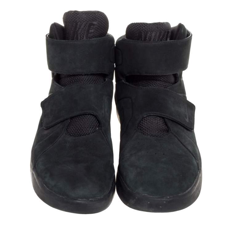 Pre Owned Nike Marxman Premium Black Nubuck And Nylon Velcro Strap High Top Sneakers Size 42