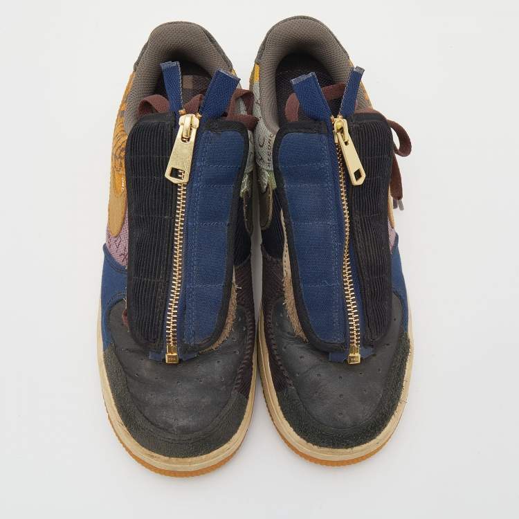 Pre Owned Nike Air Multicolor Leather And Canvas Force 1 Low Travis Scott Cactus Jack Sneakers Size 39