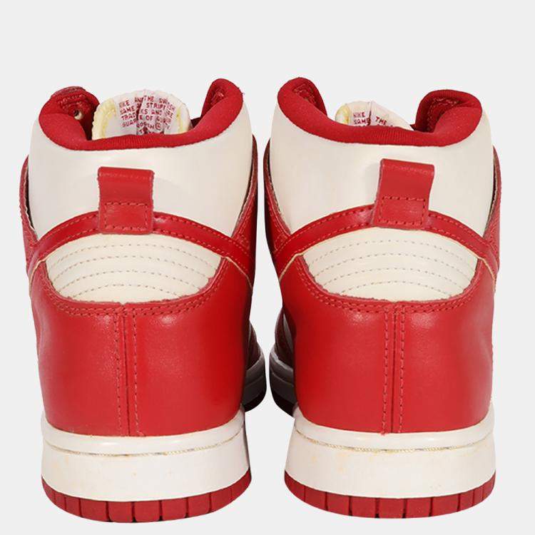 Pre Owned Nike Red/White Dunk High Sneakers 1999 Size US 7.5/EU 40.5