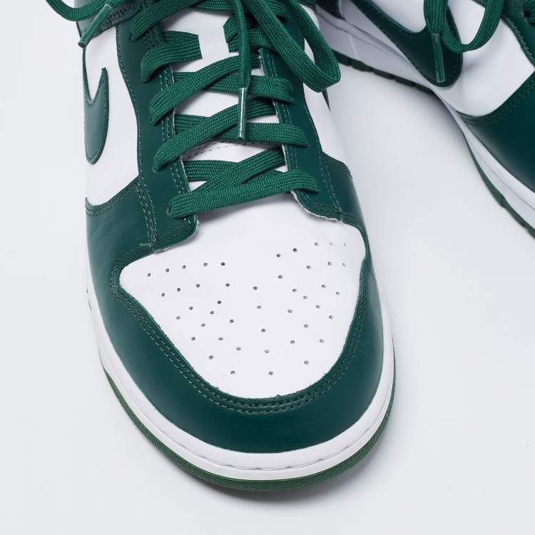 Pre Owned Nike Green Leather Dunk Low Top Sneakers Size 47 