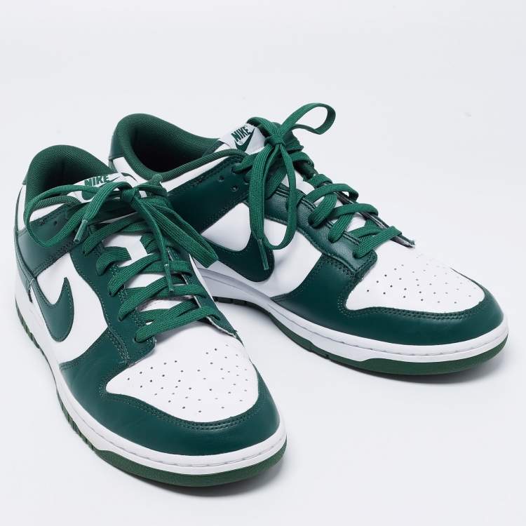 Pre Owned Nike Green Leather Dunk Low Top Sneakers Size 47 