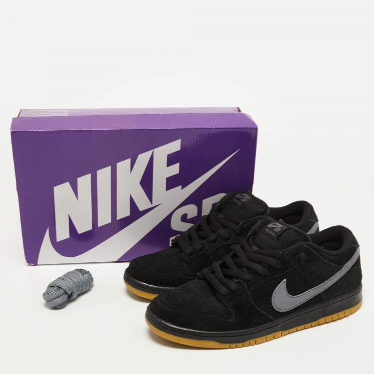 Pre Owned Nike Black Suede SB Dunk Low Pro Sneakers Size 42.5