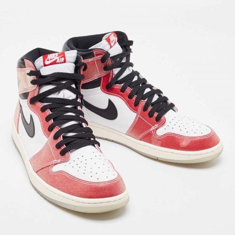 Pre Owned Nike Air Jordan Red/White Leather Jordan 1 Retro High Trophy Room Chicago Sneakers Size 47