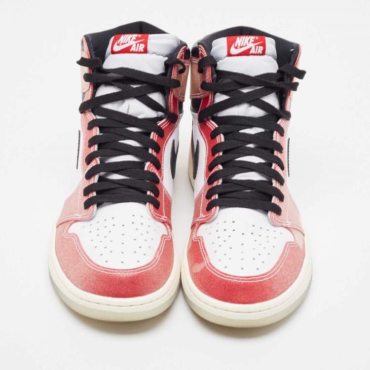 Pre Owned Nike Air Jordan Red/White Leather Jordan 1 Retro High Trophy Room Chicago Sneakers Size 47