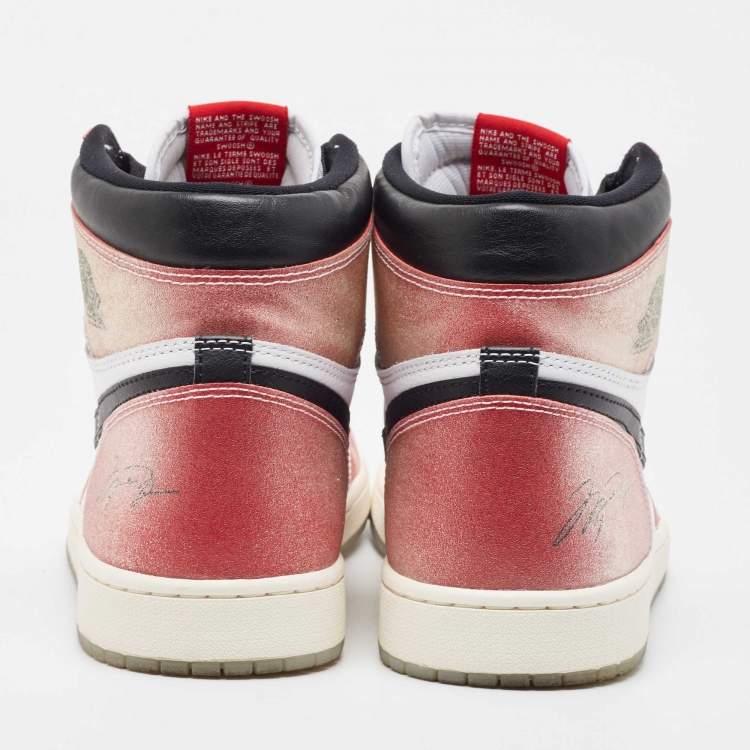 Pre Owned Nike Air Jordan Red/White Leather Jordan 1 Retro High Trophy Room Chicago Sneakers Size 47