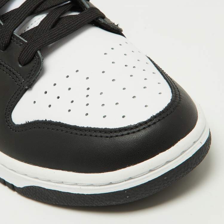 Pre Owned Nike Black/White Leather Dunk Low Top Sneakers Size 45