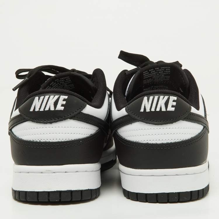 Pre Owned Nike Black/White Leather Dunk Low Top Sneakers Size 45