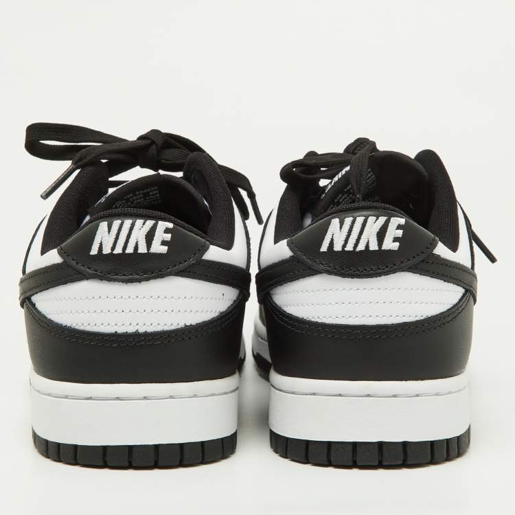 Pre Owned Nike Black/White Leather Dunk Low Top Sneakers Size 46