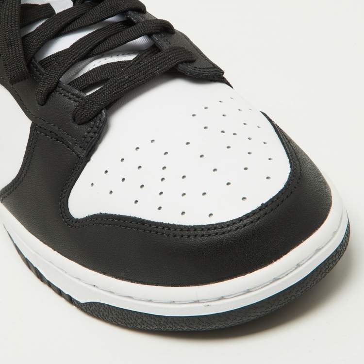 Pre Owned Nike Black/White Leather Dunk Low Top Sneakers Size 46