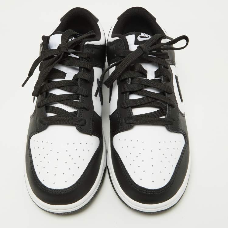Pre Owned Nike Black/White Leather Dunk Low Top Sneakers Size 46