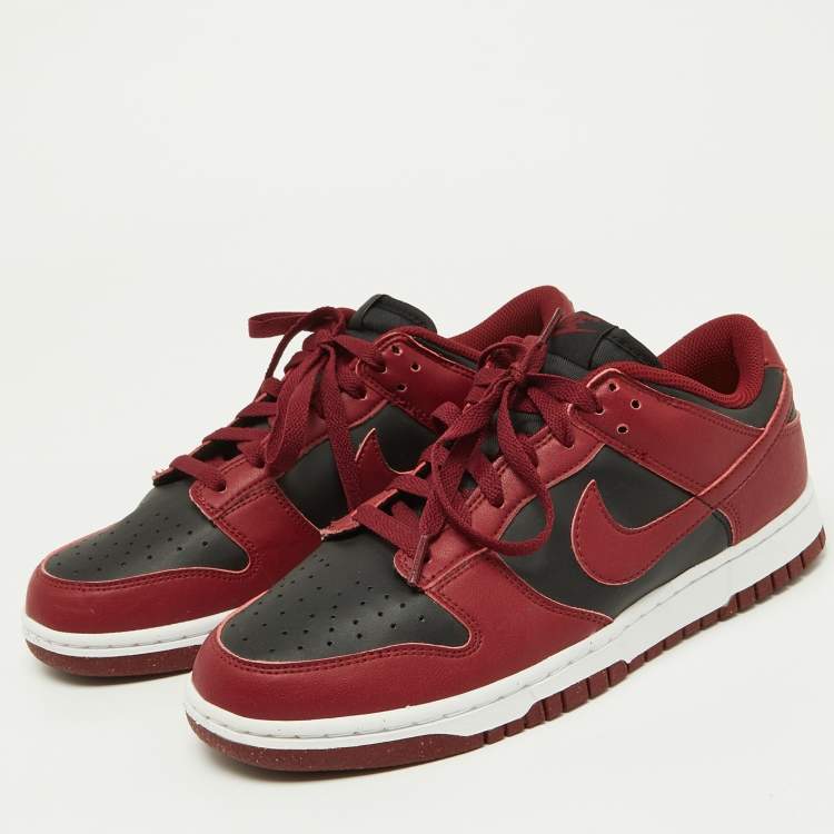 Pre Owned Nike Red/Black Leather Dunk Low Top "Team Red" Sneakers Size 42