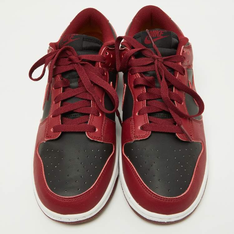 Pre Owned Nike Red/Black Leather Dunk Low Top "Team Red" Sneakers Size 42