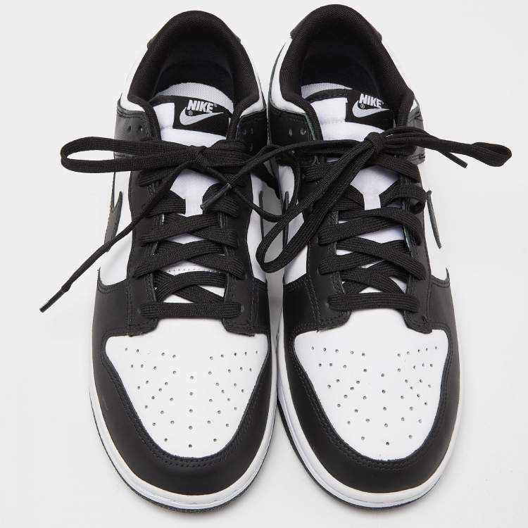 Pre Owned Nike Black/White Leather Dunk Low Top “Panda” Sneakers Size 46